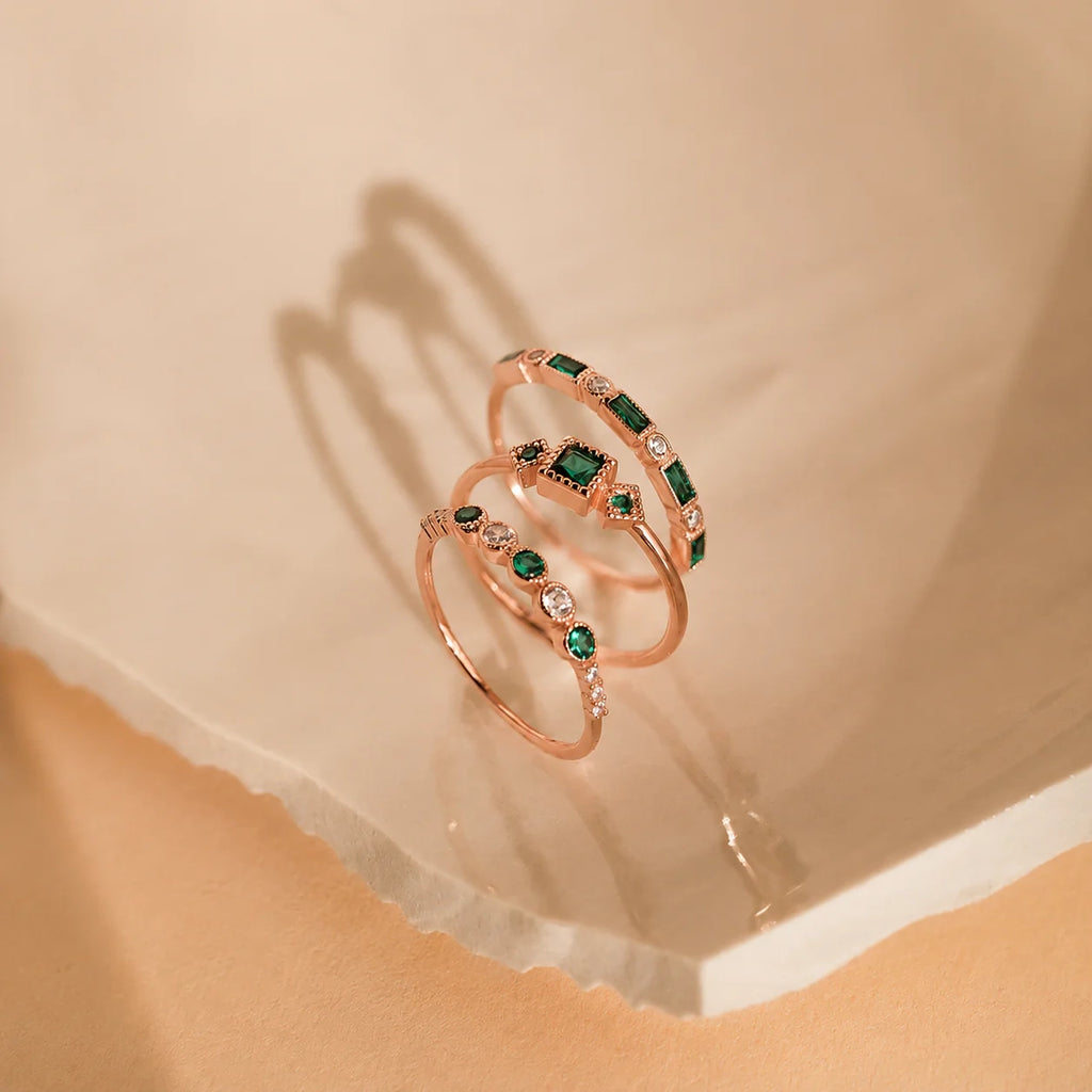 Emerald Stacking Ring Set