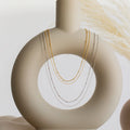 Beaded Duo Chain Necklace Silver 18K Gold Plated