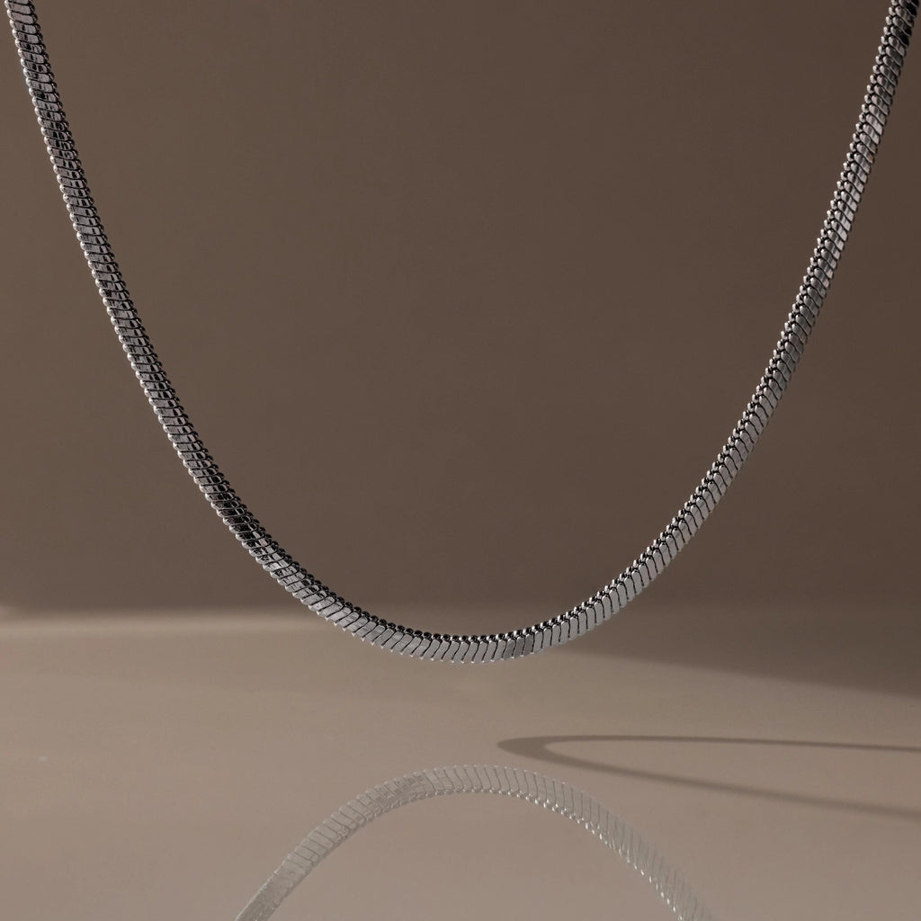 Bold Snake Chain Necklace Silver 18K Gold Plated