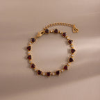 Diamond Garnet Heart Tennis Bracelet Silver 18K Gold Plated