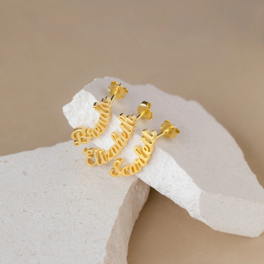 Mellow Name Earrings Silver 18K Gold Plated