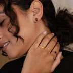Smoky Quartz Glass Stones Studs Silver 18K Gold Plated