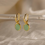 Jade Drop Hoops Silver 18K Gold Plated