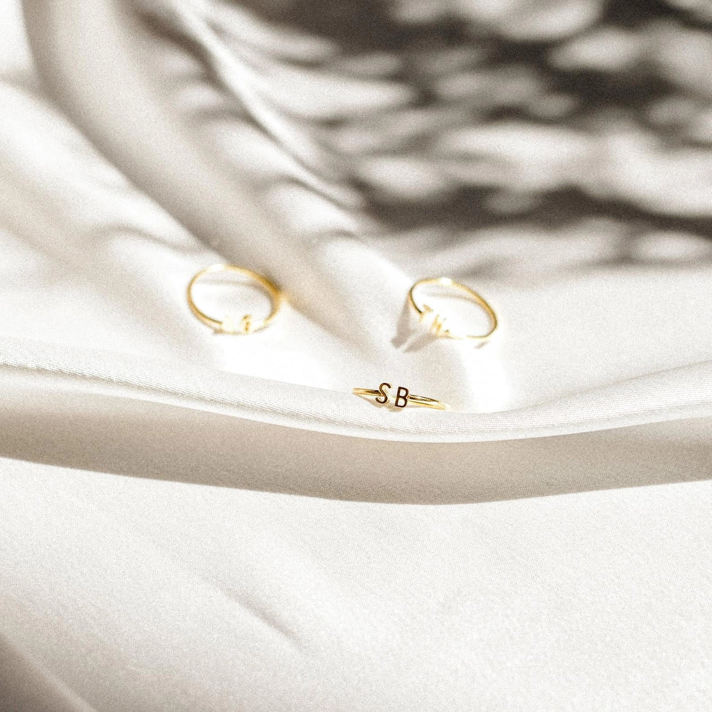 Modern Duo Initial Ring Silver 18K Gold Plated