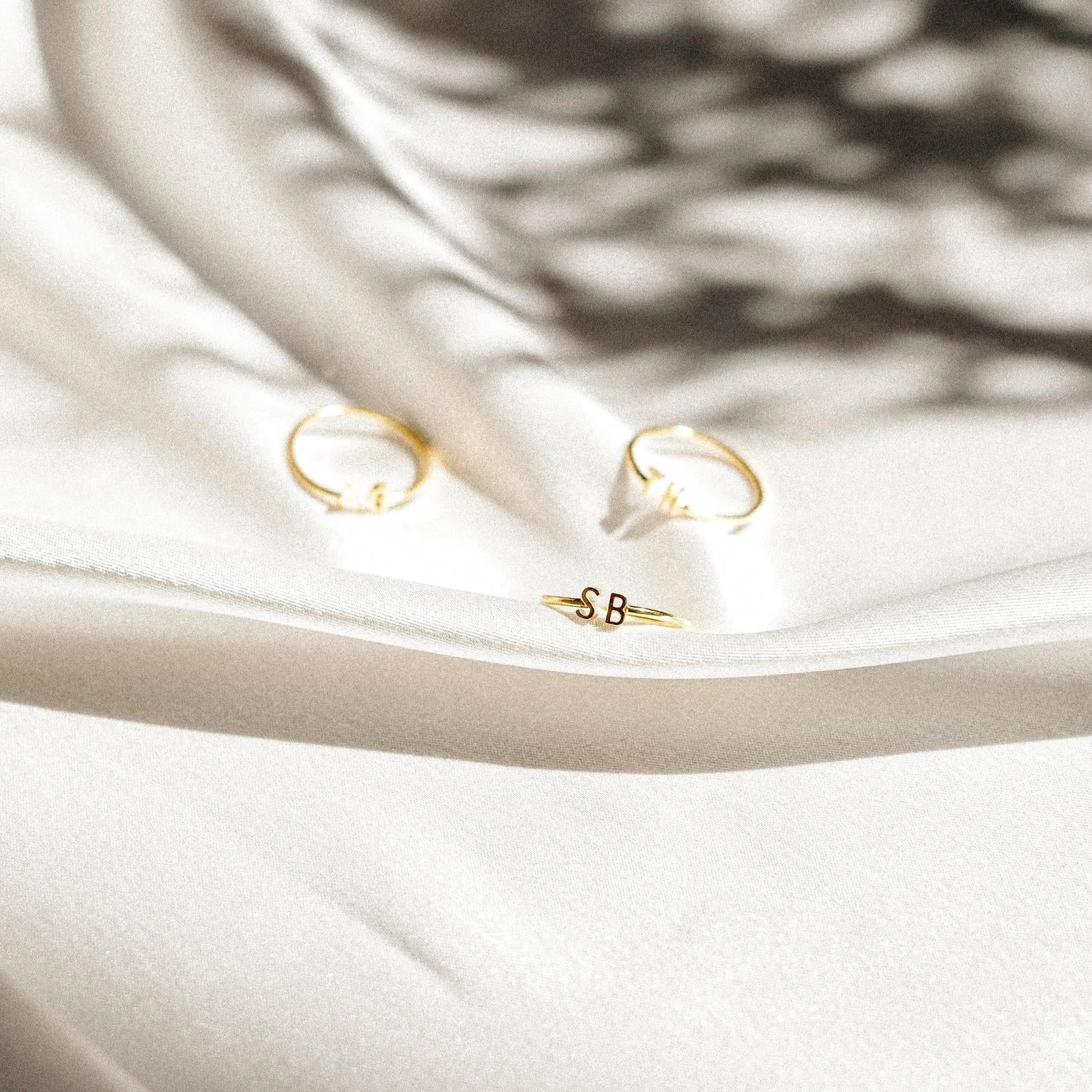 Modern Duo Initial Ring Silver 18K Gold Plated