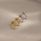 Opal Teardrop Flatback Studs Silver 18K Gold Plated