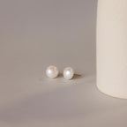Bold Pearl Studs Silver 18K Gold Plated
