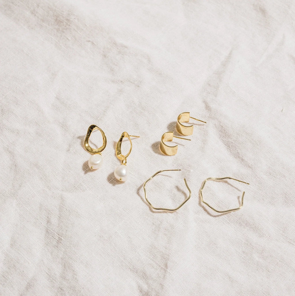 Rebecca Pearl Drop Earrings Silver 18K Gold Plated