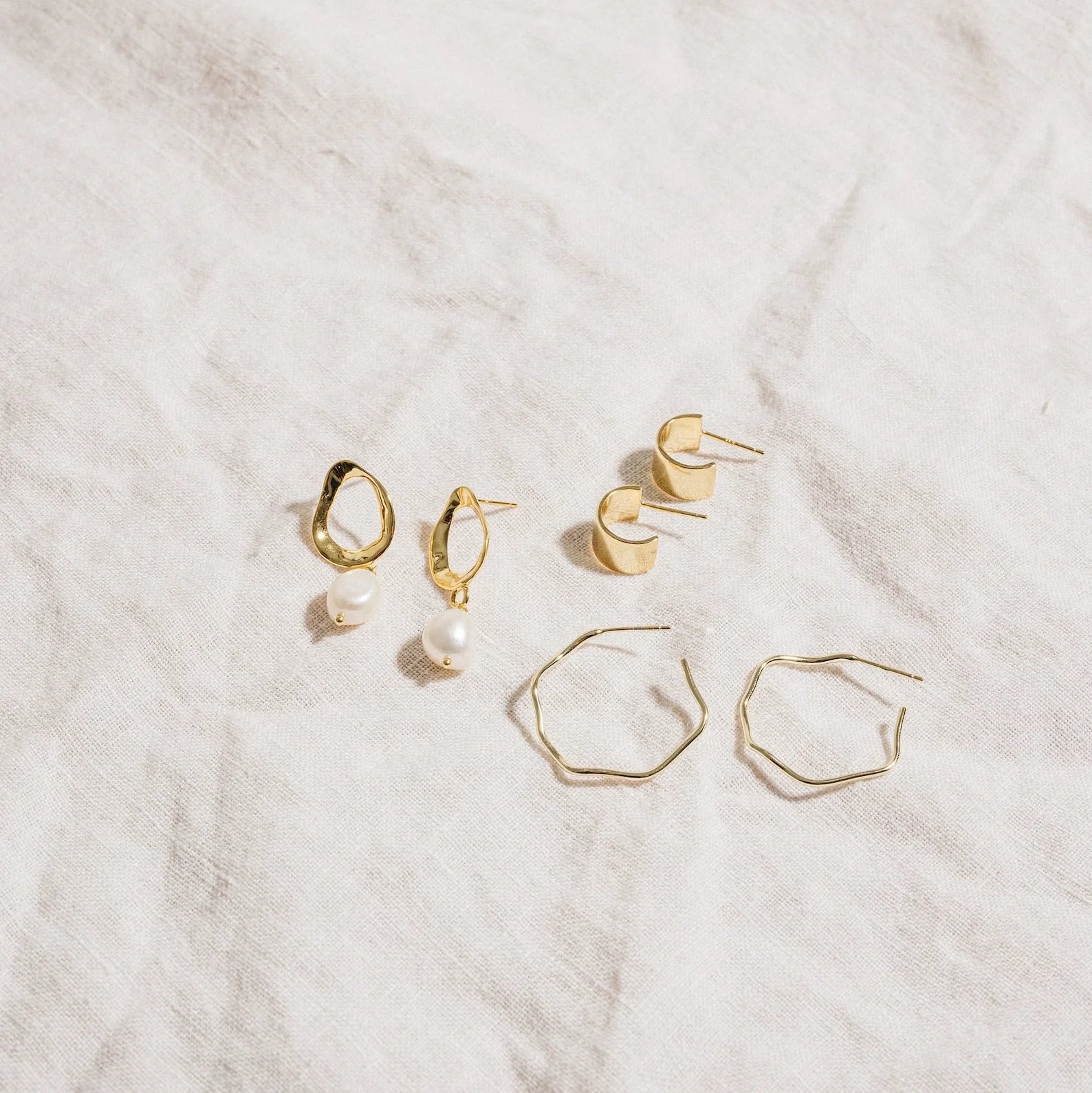 Rebecca Pearl Drop Earrings Silver 18K Gold Plated