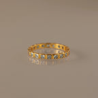 Eternity Bezel Aquamarine Ring Silver 18K Gold Plated