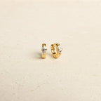 Marquise Diamond Huggie Hoops Silver 18K Gold Plated