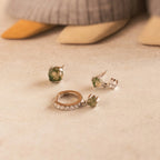 Agate Earrings Set Silver 18K Gold Plated
