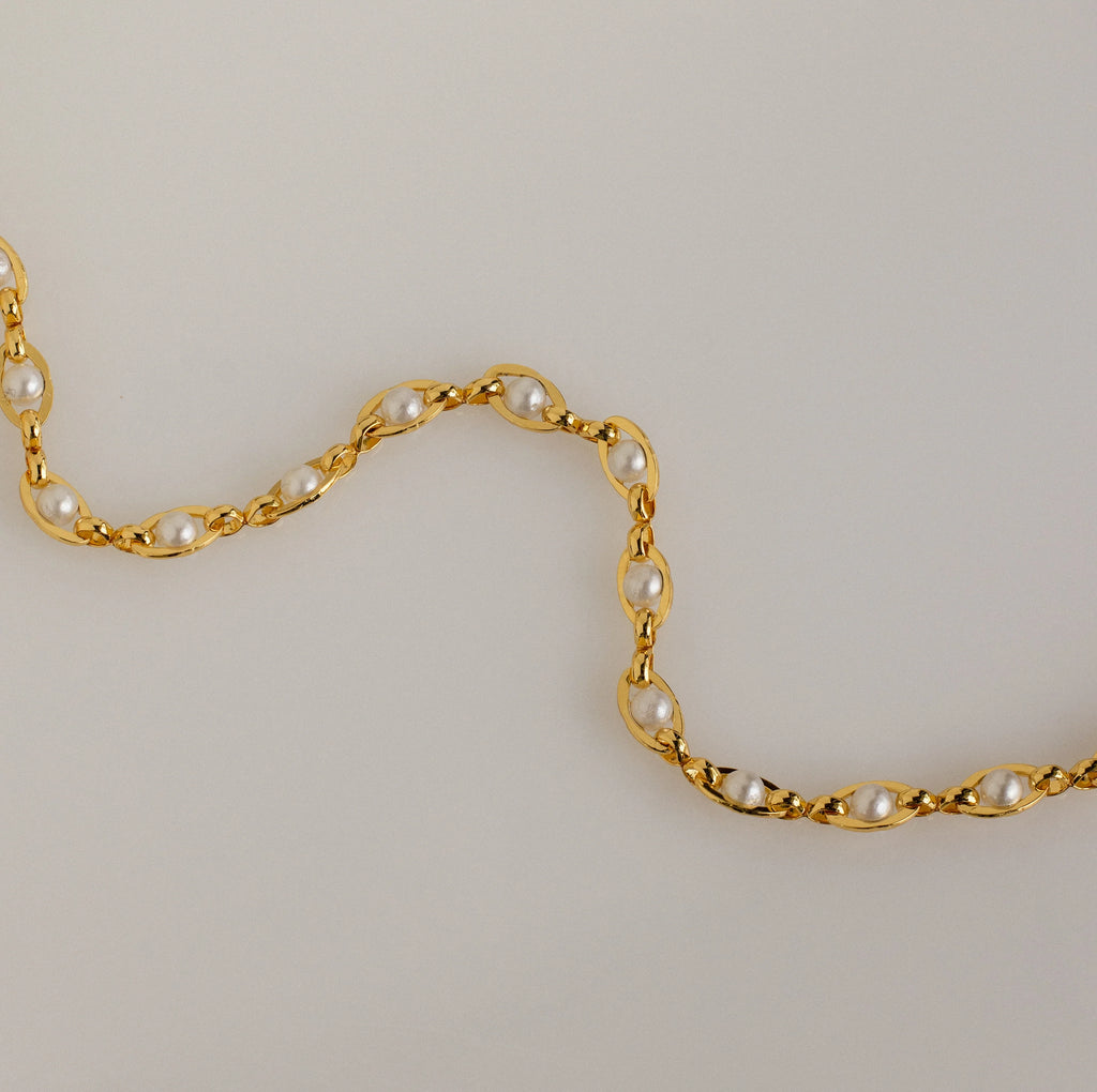 Eternity Pearl Bracelet Silver 18K Gold Plated