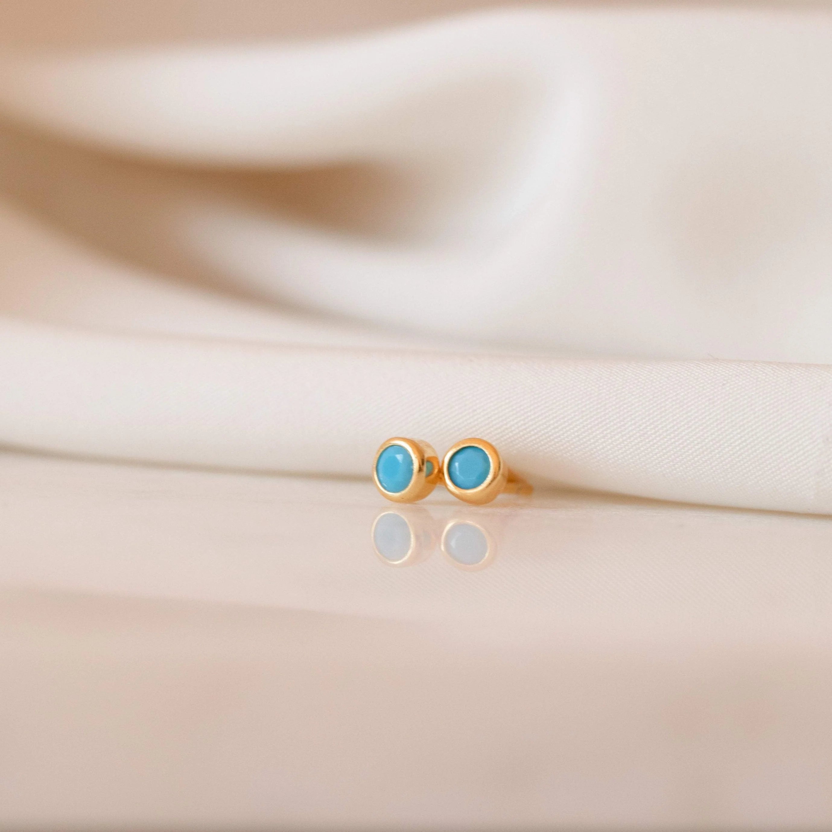Ariel Turquoise Studs Silver 18K Gold Plated