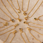 Gemstone Bubble Initial Necklace Silver 18K Gold Plated