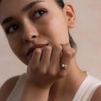 Pearl Diamond Ring Silver 18K Gold Plated