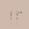 Diamond Droplet Studs Silver 18K Gold Plated
