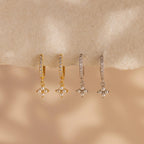 Pearl Ivy Flower Huggies Silver 18K Gold Plated