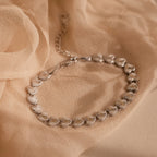 Ribbed Heart Link Bracelet Silver 18K Gold Plated