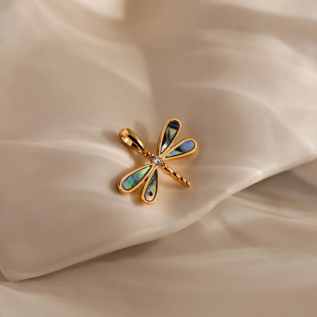 Marquise Dragonfly Charm Silver 18K Gold Plated