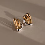 Mixed Metal Raindrop Studs Silver 18K Gold Plated