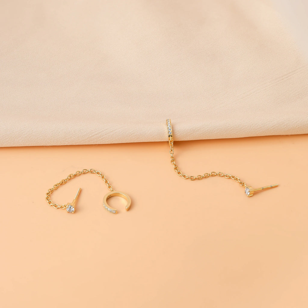 Pave Chain Ear Cuffs
