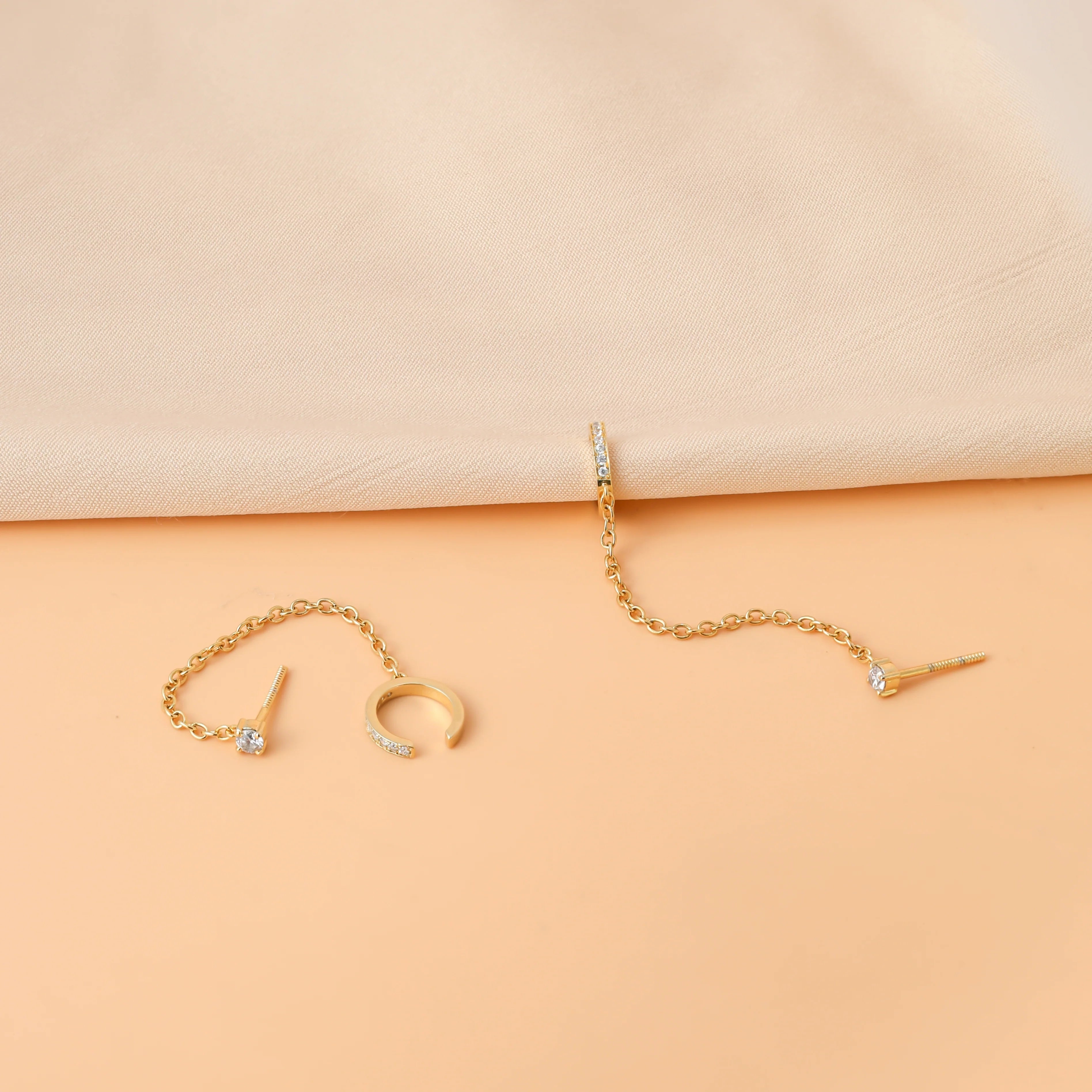 Pave Chain Ear Cuffs