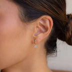 Princess Diamond Drop Studs Silver 18K Gold Plated