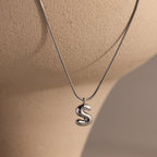 Bubble Letter Necklace Silver 18K Gold Plated