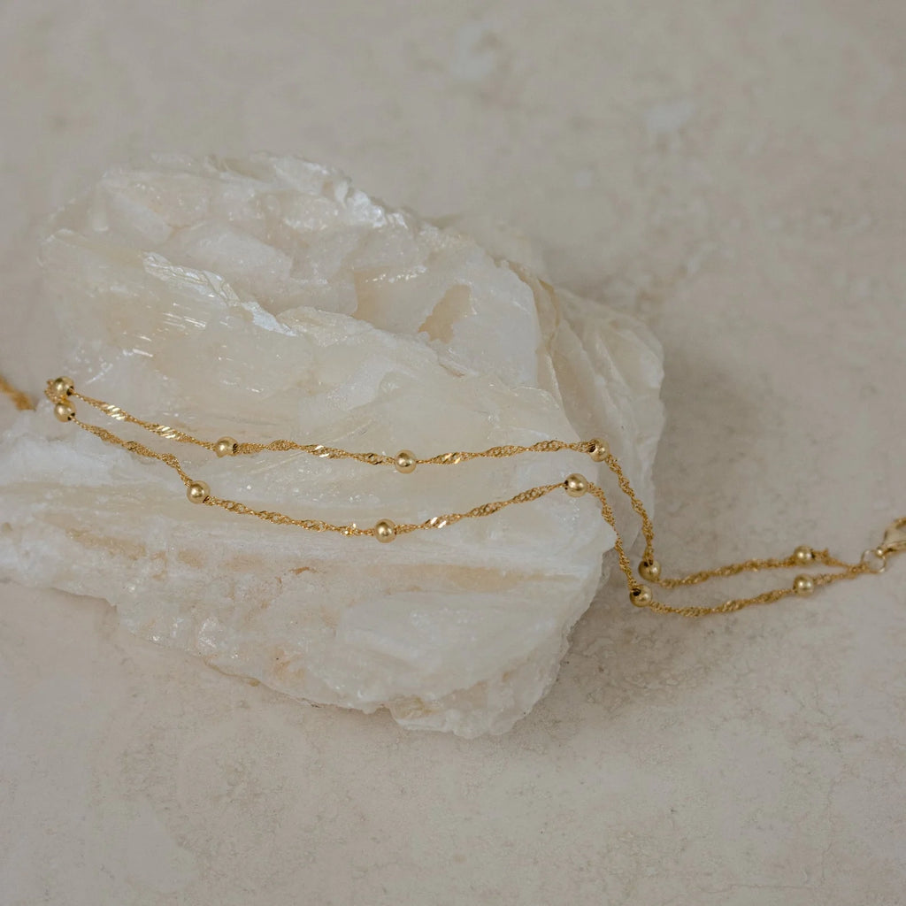 Duo Bead Chain Bracelet Silver 18K Gold Plated