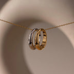 Mixed Metal Dome Ring Set Silver 18K Gold Plated