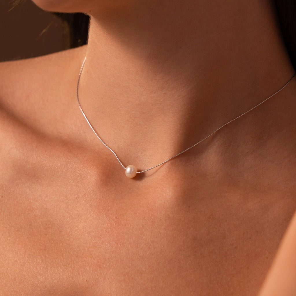 Pearl Dot Necklace  Silver 18K Gold Plated