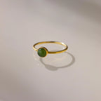 Round Jade Ring Silver 18K Gold Plated