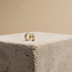 Pave Diamond Huggies Silver 18K Gold Plated