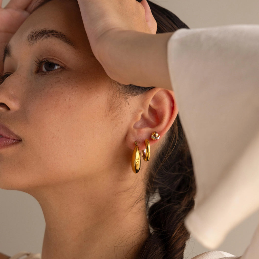 Chunky Geo Hoops Silver 18K Gold Plated