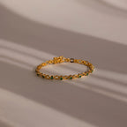 Emerald Chain Tennis Bracelet Silver 18K Gold Plated