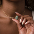 Diamonds Celestial Aventurine Pendant Necklace Silver 18K Gold Plated