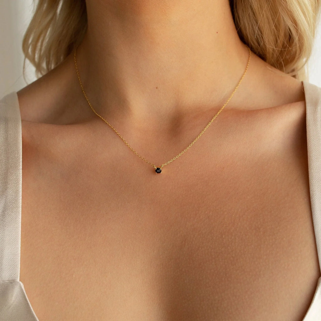 Onyx Diamond Necklace Silver 18K Gold Plated
