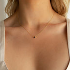 Onyx Diamond Necklace Silver 18K Gold Plated