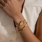 Geometric Oval Timepiece Silver 18K Gold Plated
