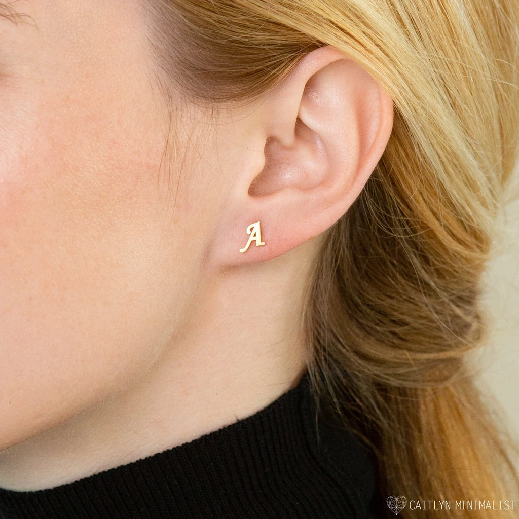Alex Initial Studs Silver 18K Gold Plated