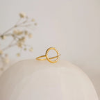 Pave Diamonds Open Circle Ring Silver 18K Gold Plated