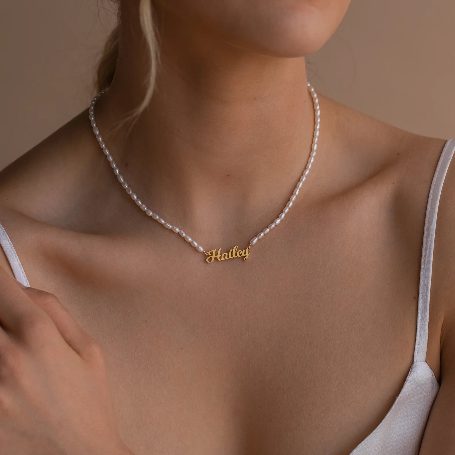 Mellow Pearl Name Necklace Silver 18K Gold Plated