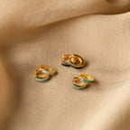 Opal Inlay Huggies Set Silver 18K Gold Plated