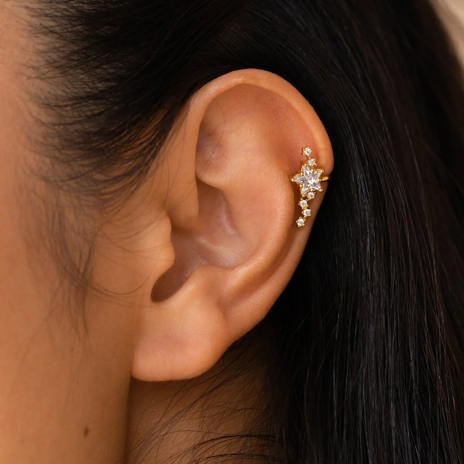 Starry Night Ear Cuffs Silver 18K Gold Plated