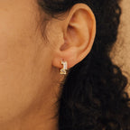 Baguette Diamond Huggies Silver 18K Gold Plated