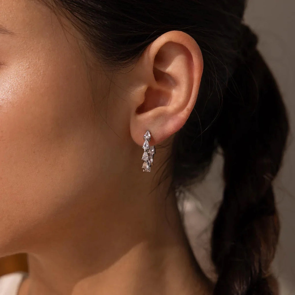 Double-Sided Pear Diamond Hoops