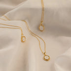 White Enamel Pendant Necklace Silver 18K Gold Plated