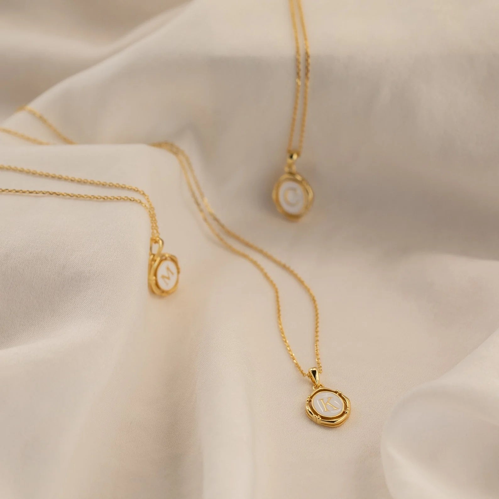 White Enamel Pendant Necklace Silver 18K Gold Plated