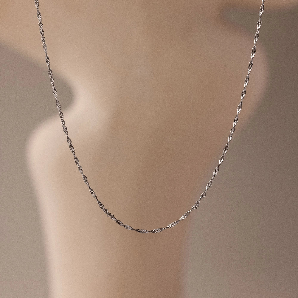 Singapore Twist Necklace Silver 18K Gold Plated